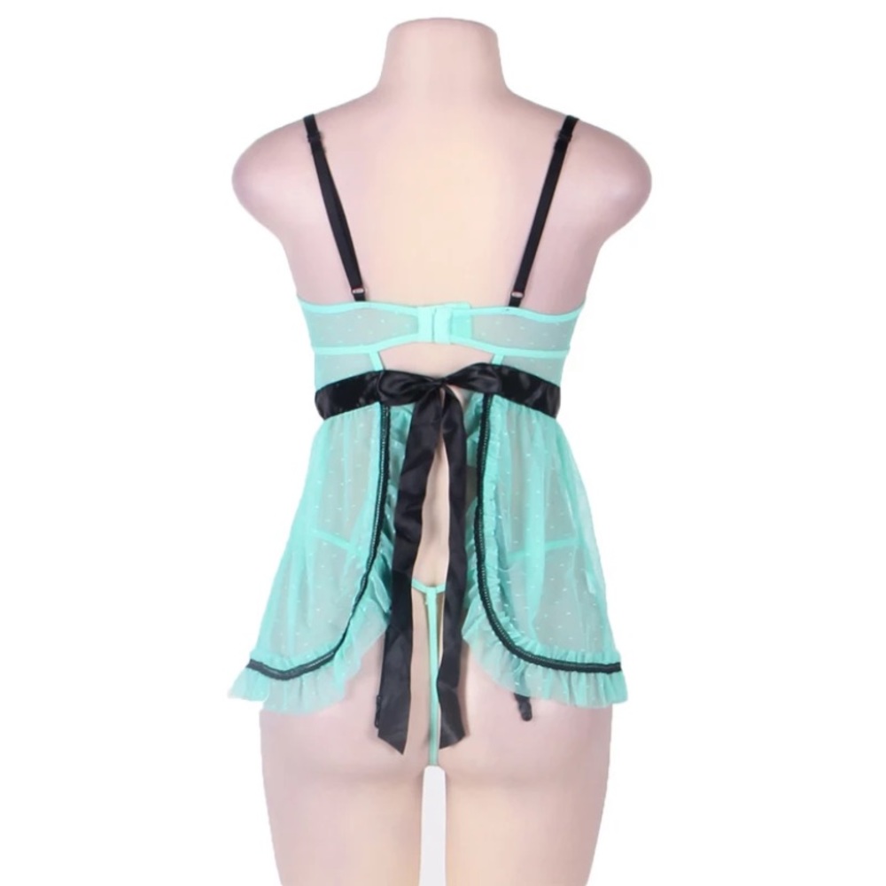 NEW Womens Sexy top intimates green bow XL; 4XL - Picture 3 of 9